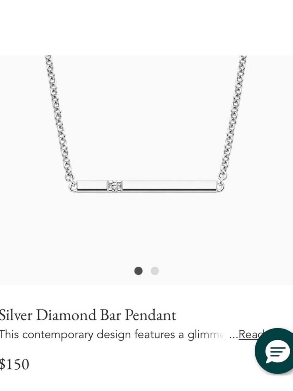 BRILLIANT EARTH Sterling Silver Diamond Bar Pendant Necklace - NEW